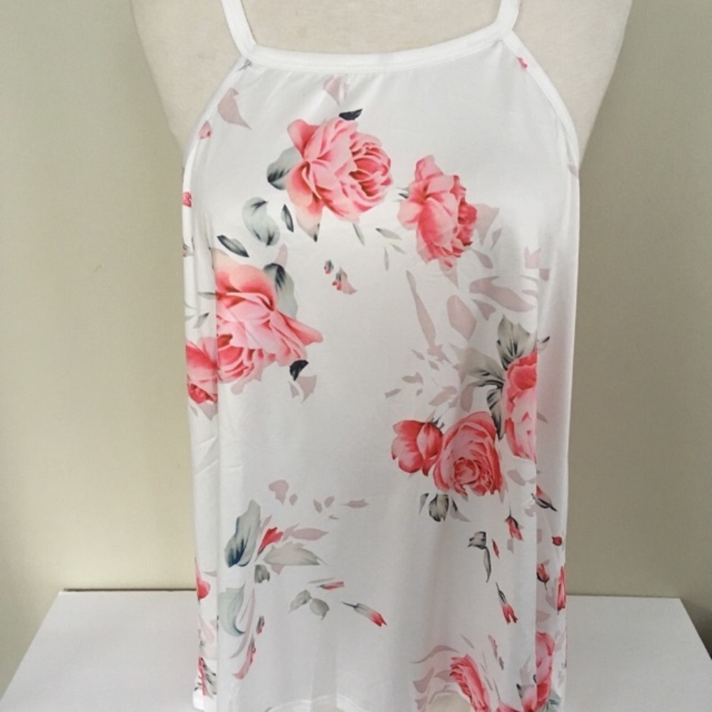 Beautiful Pink Floral Cami Tank Top Blouse - Picture 3 of 5